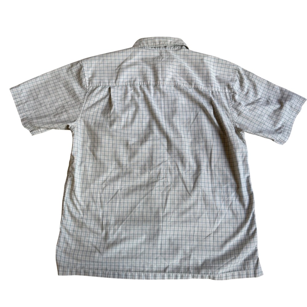 Patagonia Mens Short Sleeve Plaid Button Down Shirt Tan Green Hiking Size M - Picture 12 of 12